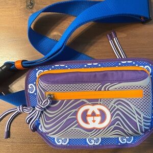 Gucci Blue and Purple Belt Bag with Psychedelic Flair